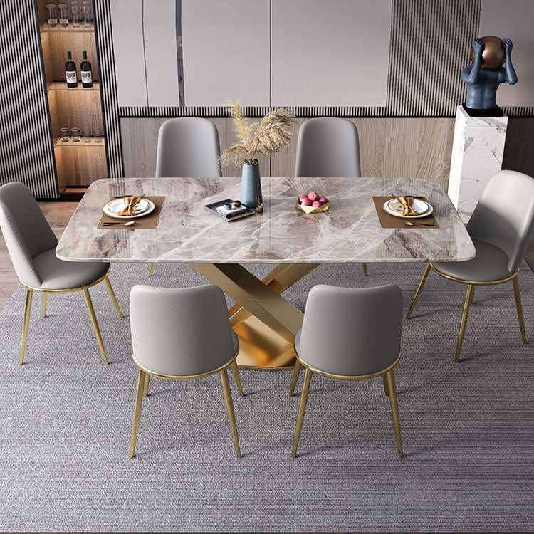 Modern Dining Table Set 1/5/7 Pcs Sintered Stone Dining Table with Armless Chairs