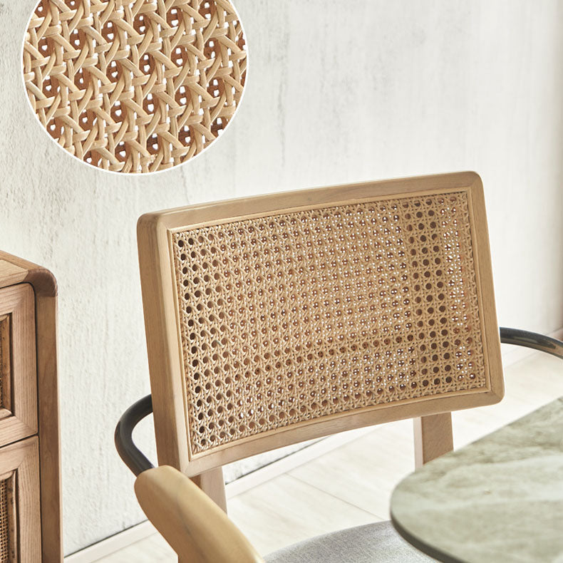 Modern Dining Set 1/7 Pcs Glass Base Dining Table with Solid Wood Arm Chairs