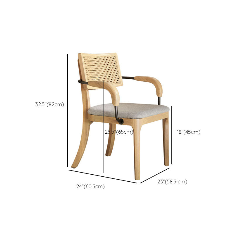 Modern Dining Set 1/7 Pcs Glass Base Dining Table with Solid Wood Arm Chairs