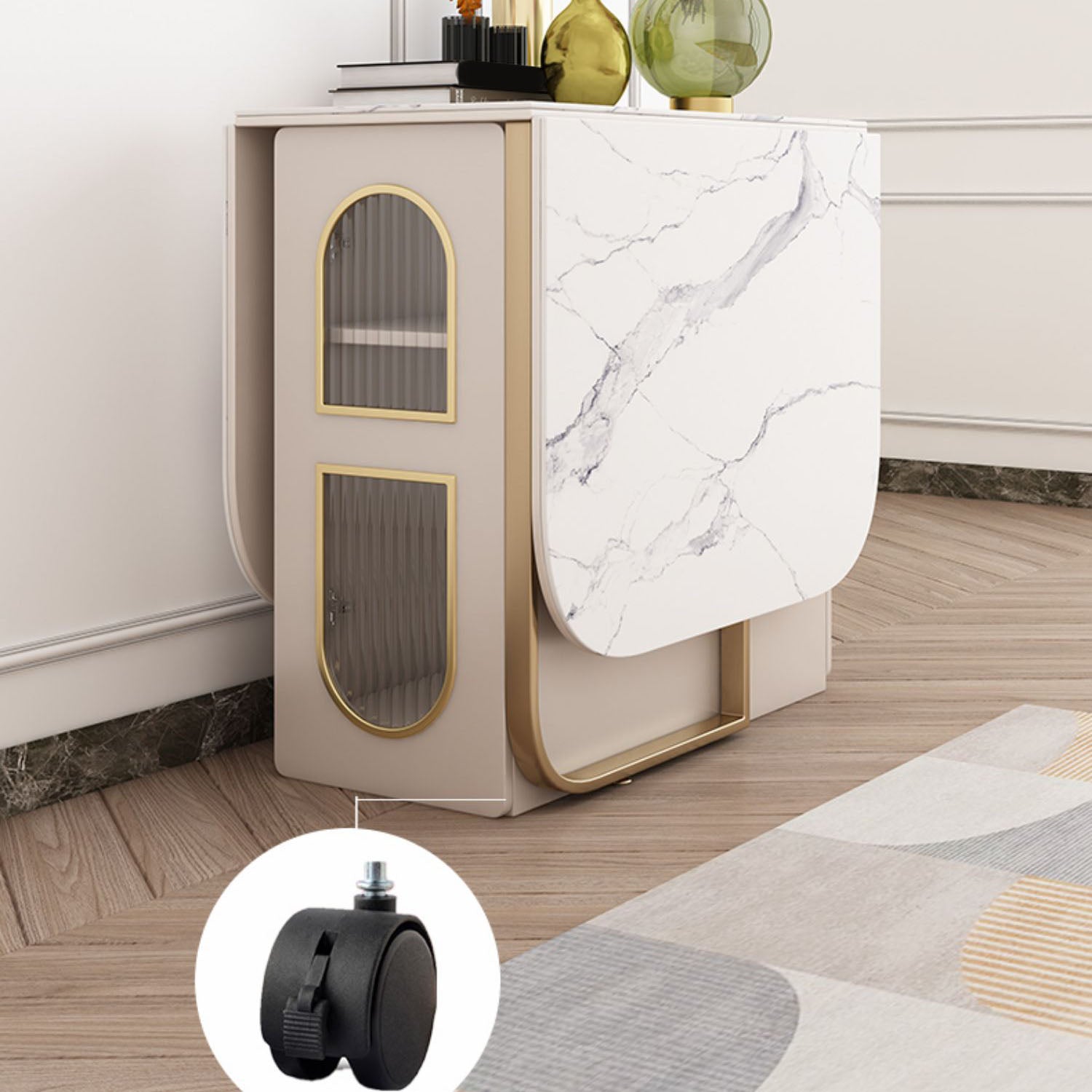 Modern Dining Set 1/3/5 Pcs Folding Table with Dining Upholstered Chairs