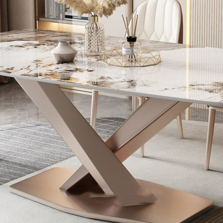 Modern Dining Set 1/5/7 Pcs Sintered Stone Top Table with Dining Upholstered Chairs