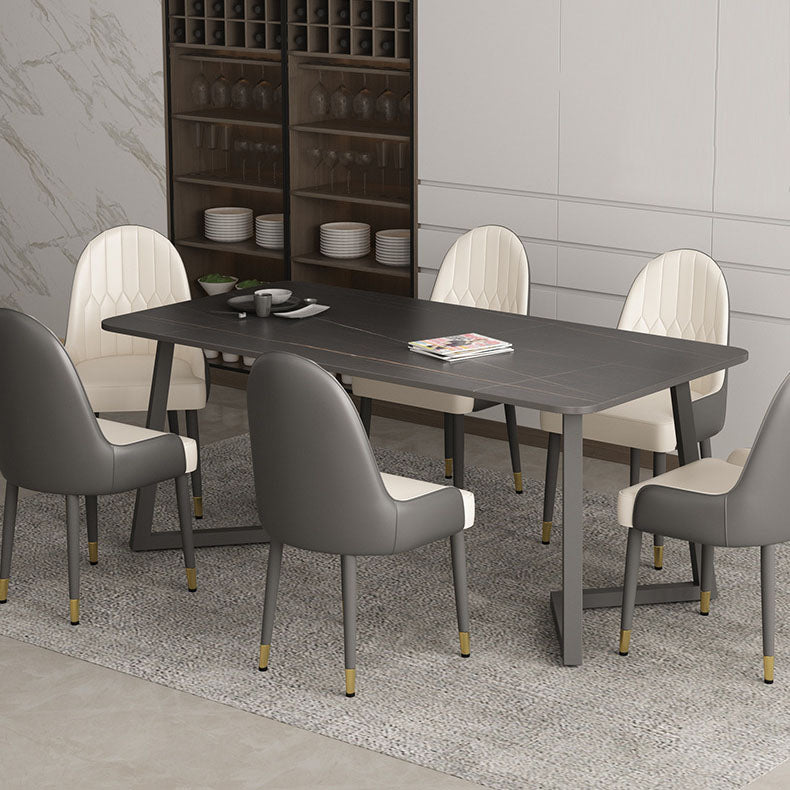 Contemporary Black Dining Table Set 1/2/7 Pieces Metal Dining Set with Padded Chairs