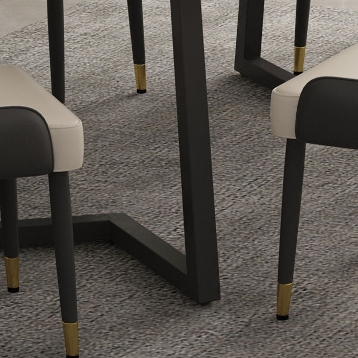 Contemporary Black Dining Table Set 1/2/7 Pieces Metal Dining Set with Padded Chairs