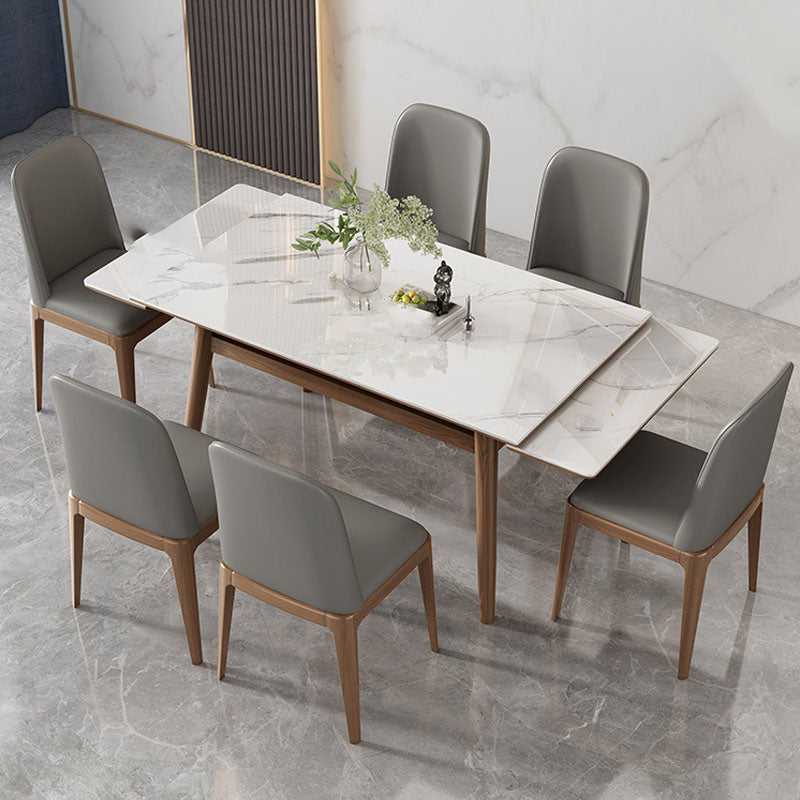 Modern Rectangle Dining Table Set 1/4/5/7 Pieces Dinette Set with Wooden Frame