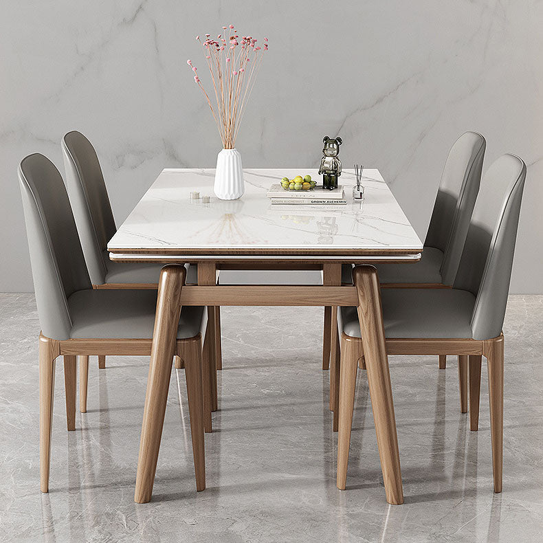 Modern Rectangle Dining Table Set 1/4/5/7 Pieces Dinette Set with Wooden Frame