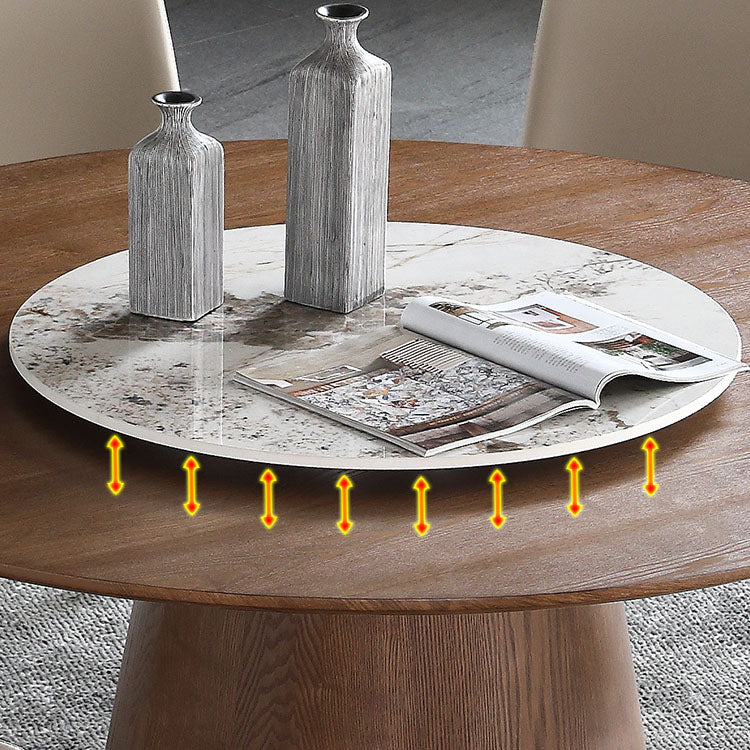 Round Dining Table Set 1/4/5/7 Pcs Solid Wood Dining Table and Solid Back Chairs