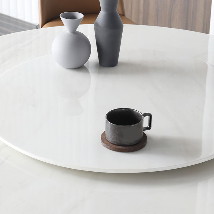 Marble Dining Table Set 1/4/5 Pcs Round Dining Table and Solid Wood Frame Chairs