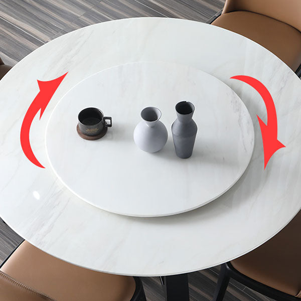 Marble Dining Table Set 1/4/5 Pcs Round Dining Table and Solid Wood Frame Chairs
