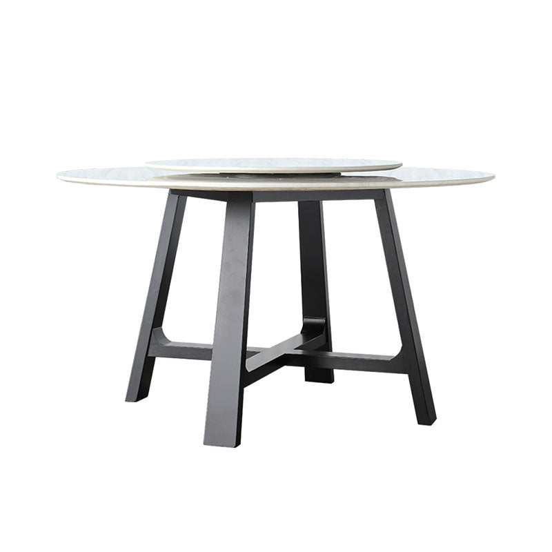 Marble Dining Table Set 1/4/5 Pcs Round Dining Table and Solid Wood Frame Chairs