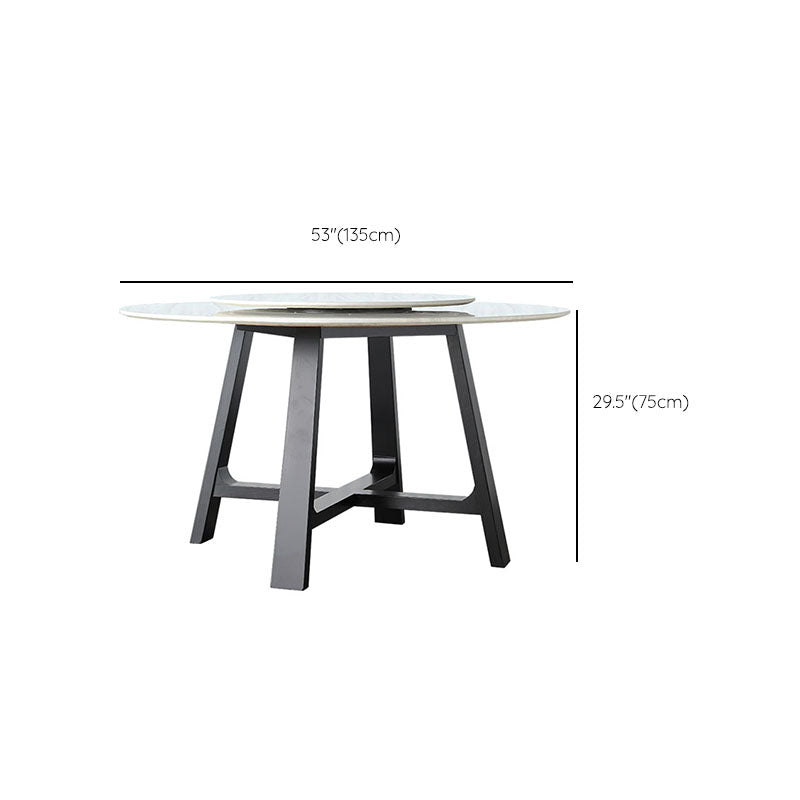 Marble Dining Table Set 1/4/5 Pcs Round Dining Table and Solid Wood Frame Chairs