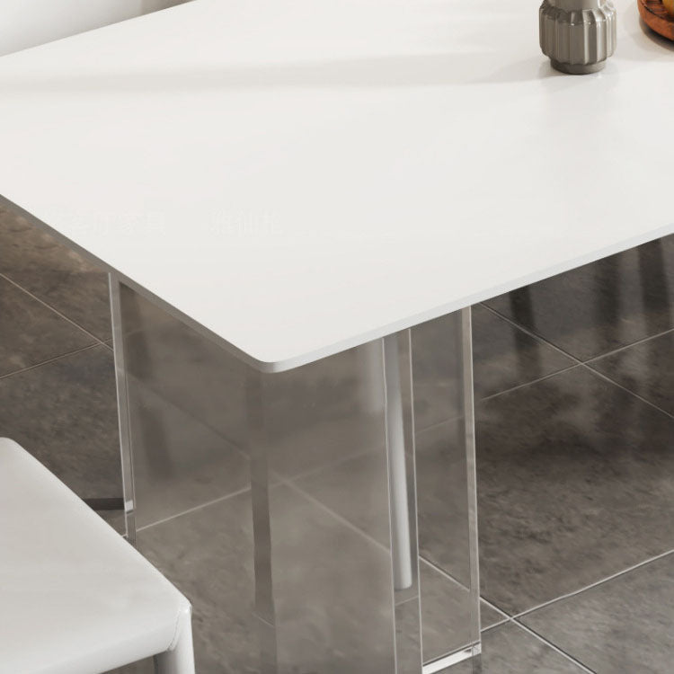 Glam Dinette Set with Solid Back Chairs 1/2/4/6/7/8 Pieces Glossy White Dining Table Set