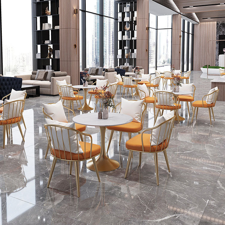 Glam Dinette Set with Metal Chairs 1/4/5 Pieces Glossy White Dining Table Set