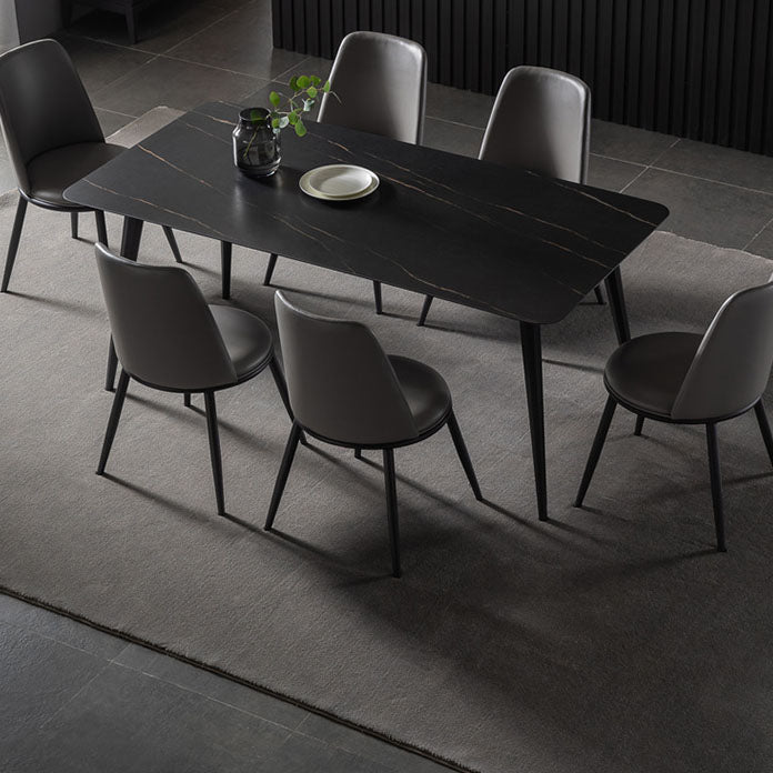 Modern Dining Table Set 1/4 Pcs Sintered Stone Dining Table with Faux Leather Chairs