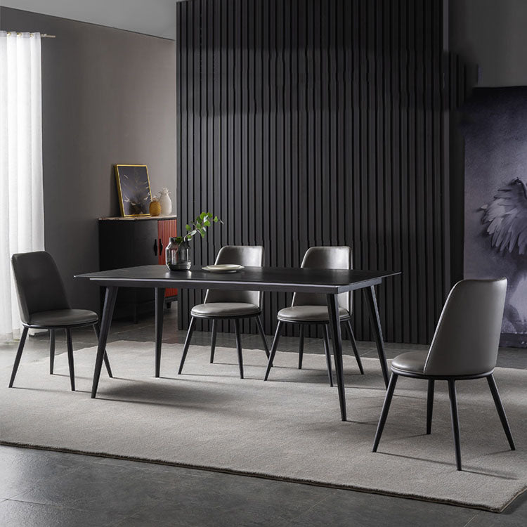 Modern Dining Table Set 1/4 Pcs Sintered Stone Dining Table with Faux Leather Chairs