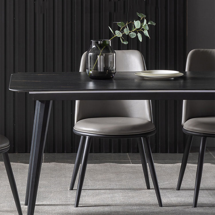 Modern Dining Table Set 1/4 Pcs Sintered Stone Dining Table with Faux Leather Chairs