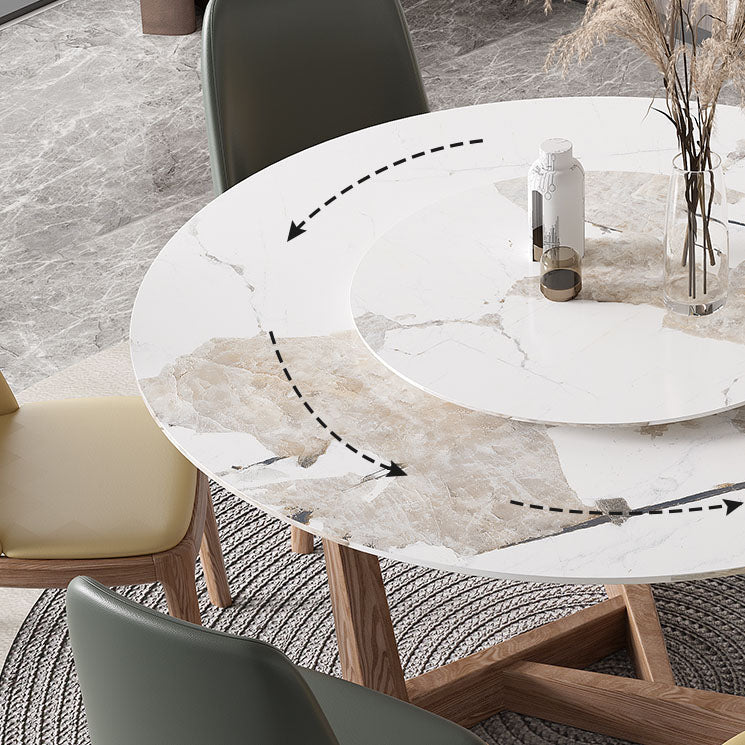 Round Dining Table Set 1/4/5/7 Pcs Solid Wood Frame Dining Table and Chairs