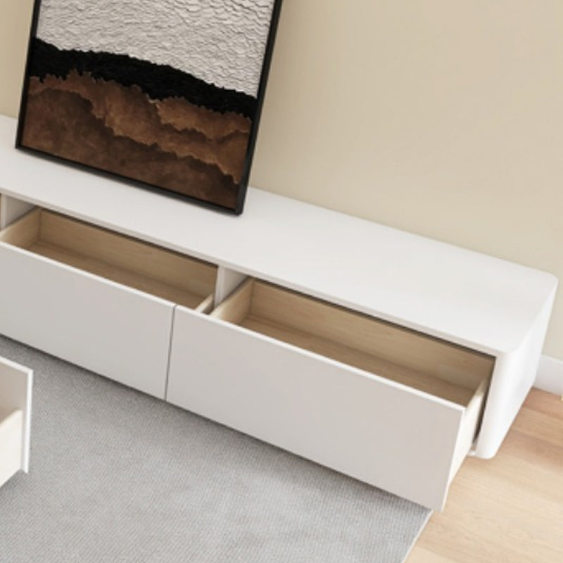 Modern Wood TV Media Stand 16" W Enclosed Storage White TV Stand with Drawers