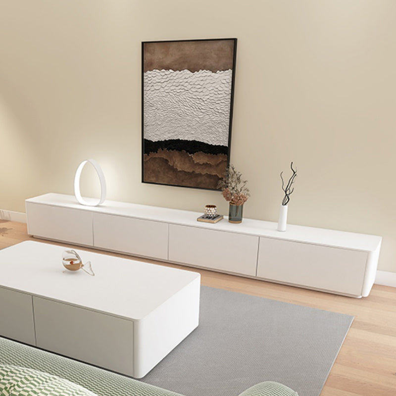 Modern Wood TV Media Stand 16" W Enclosed Storage White TV Stand with Drawers