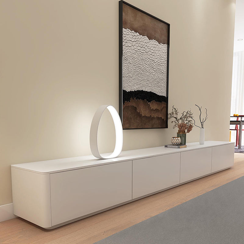 Modern Wood TV Media Stand 16" W Enclosed Storage White TV Stand with Drawers