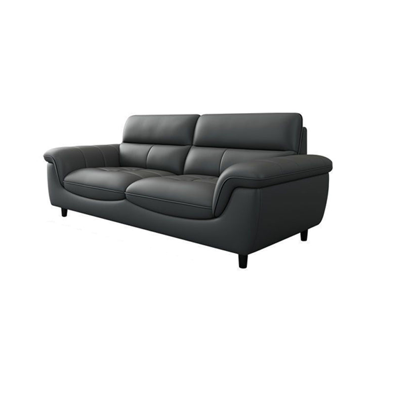 Modern 34.64" H Genuine Leather Pillow Top Arm Sofa for Living Room
