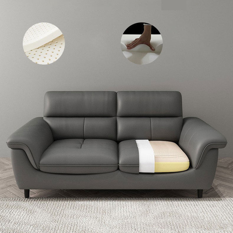 Modern 34.64" H Genuine Leather Pillow Top Arm Sofa for Living Room