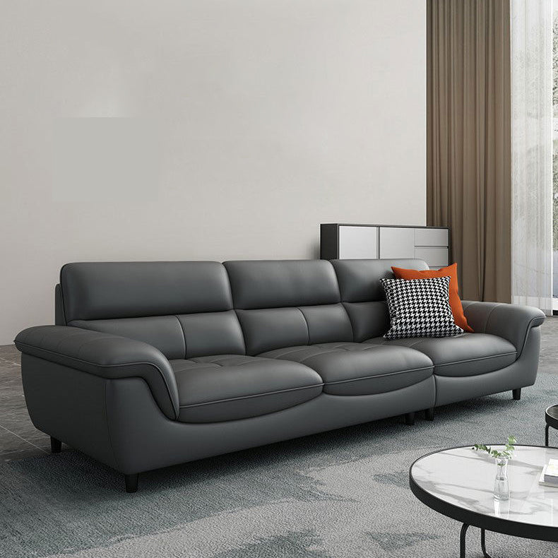 Modern 34.64" H Genuine Leather Pillow Top Arm Sofa for Living Room