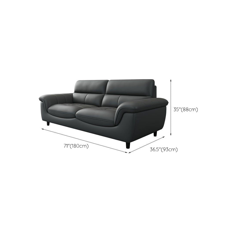 Modern 34.64" H Genuine Leather Pillow Top Arm Sofa for Living Room