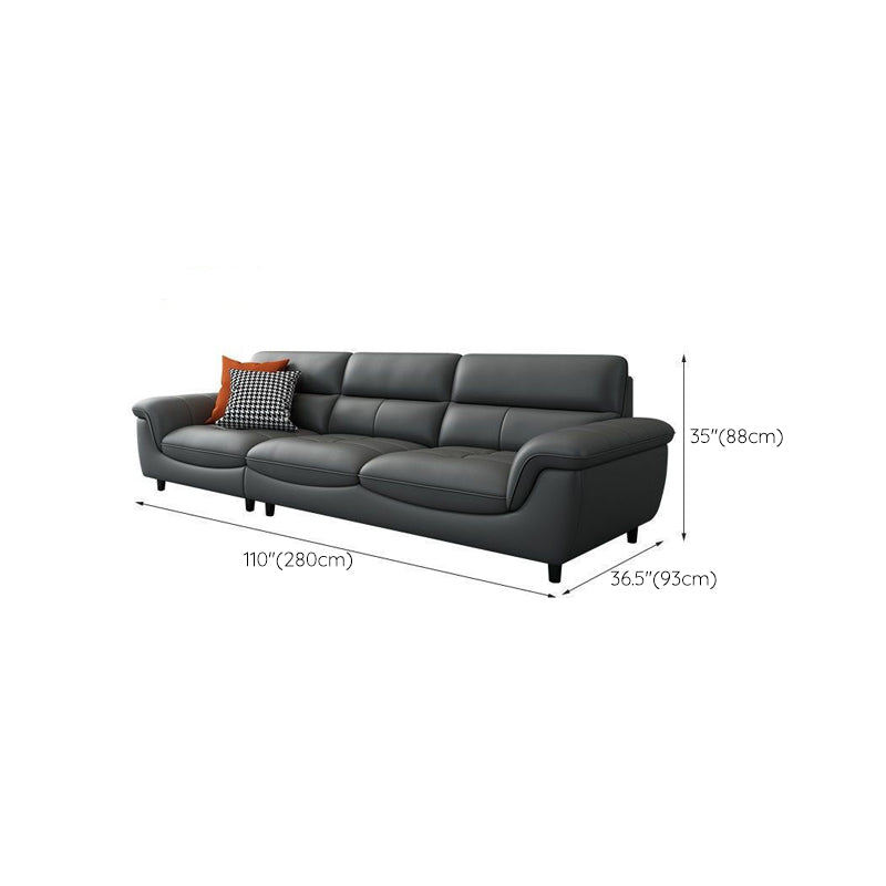 Modern 34.64" H Genuine Leather Pillow Top Arm Sofa for Living Room