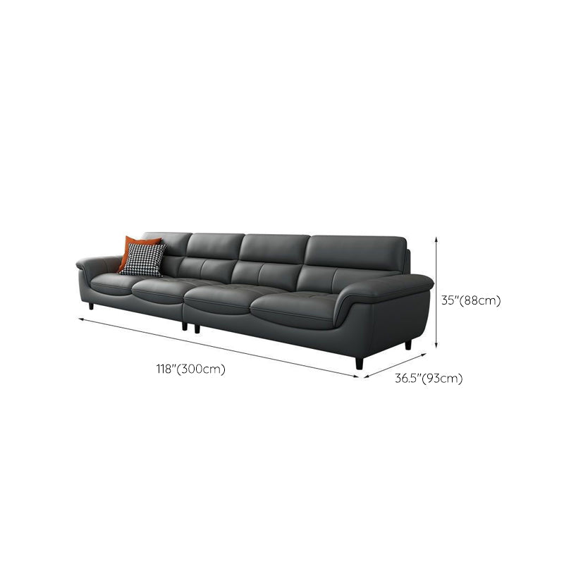 Modern 34.64" H Genuine Leather Pillow Top Arm Sofa for Living Room