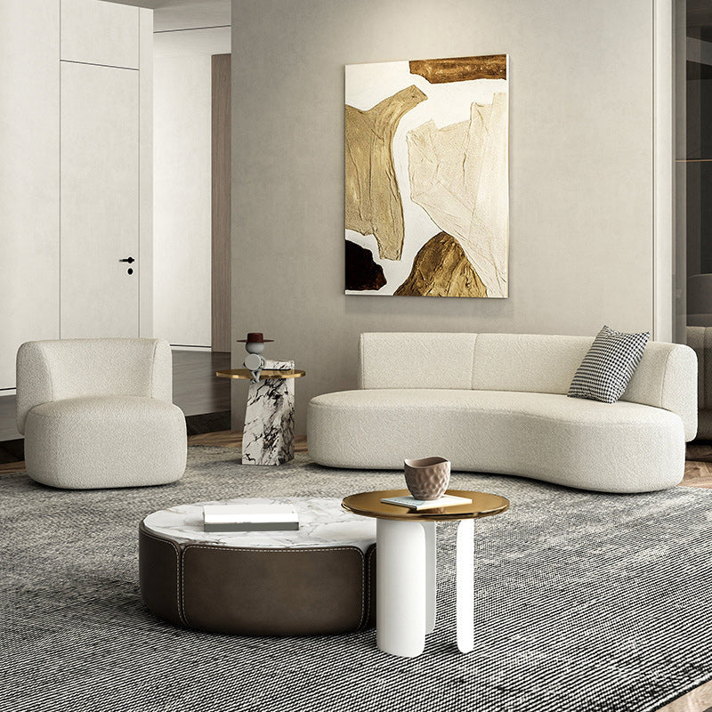 Contemporary 27.5" H Wool Sofa with Armless and Tight Back Curved For Living Room