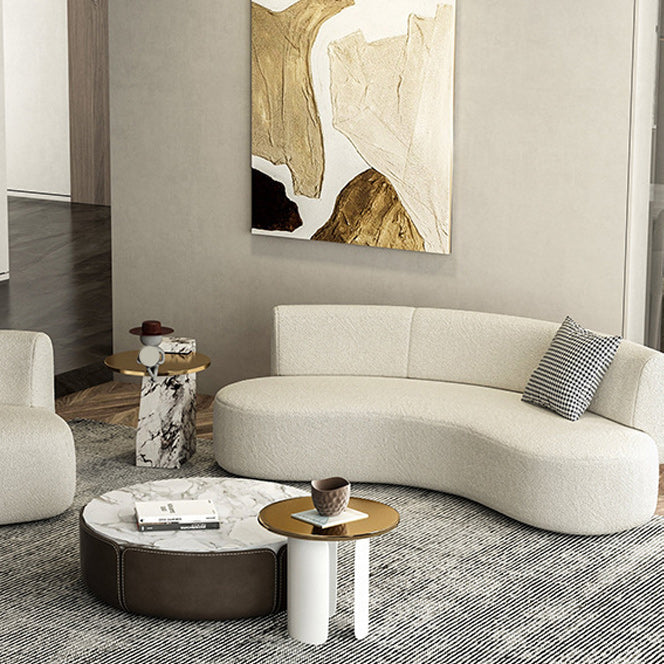 Contemporary 27.5" H Wool Sofa with Armless and Tight Back Curved For Living Room