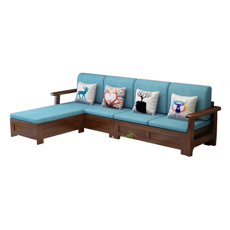 Nordic Settee Cushions Sectional Square Arm Fabric Seating for Living Room