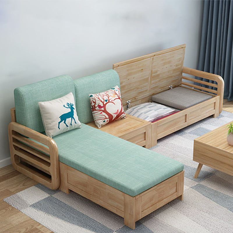 Nordic Settee Cushions Sectional Square Arm Fabric Seating for Living Room