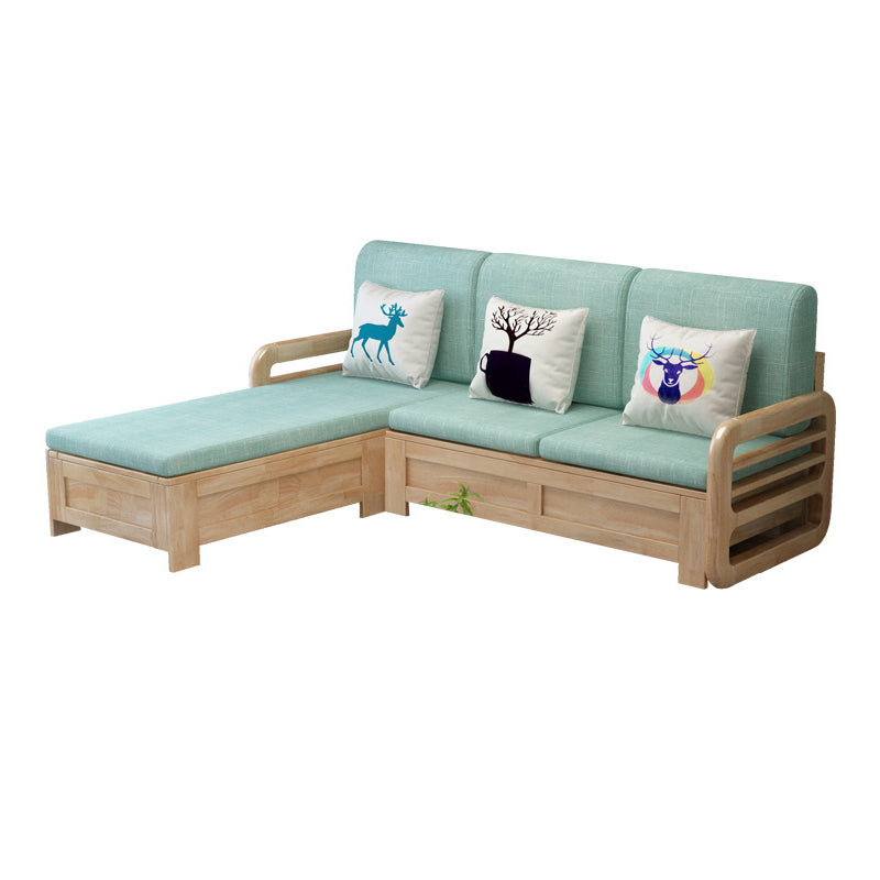 Nordic Settee Cushions Sectional Square Arm Fabric Seating for Living Room