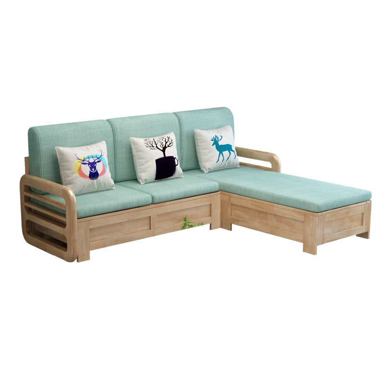 Nordic Settee Cushions Sectional Square Arm Fabric Seating for Living Room