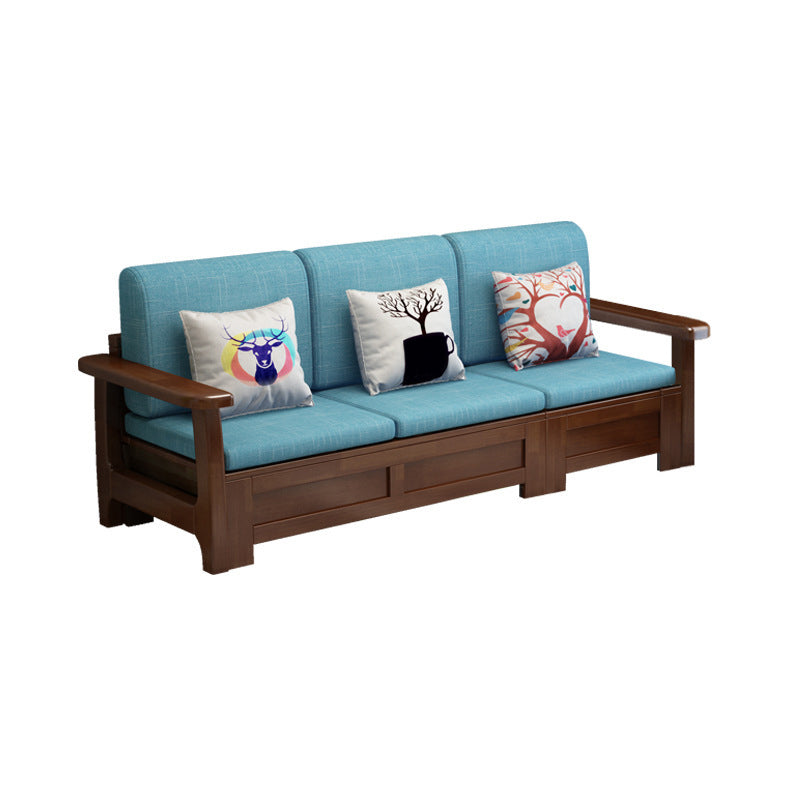 Nordic Settee Cushions Sectional Square Arm Fabric Seating for Living Room