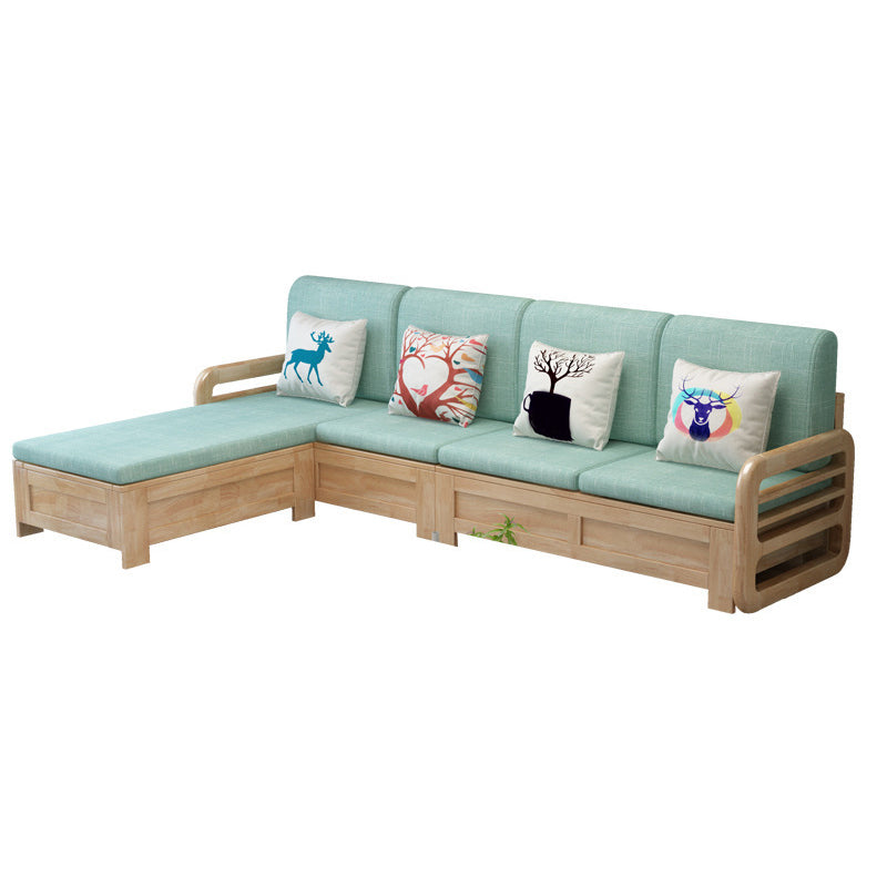 Nordic Settee Cushions Sectional Square Arm Fabric Seating for Living Room