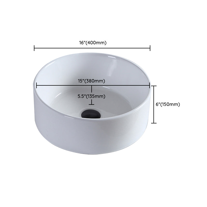 Contemporary Bathroom Sink Porcelain Pop-Up Drain Rectangular Vessel