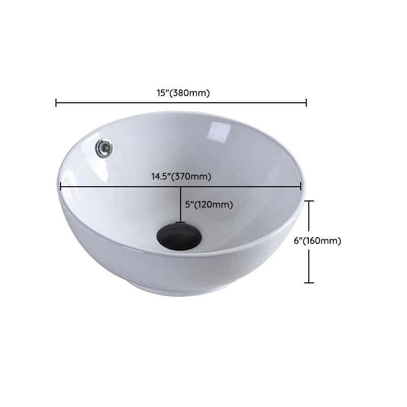 Contemporary Bathroom Sink Porcelain Pop-Up Drain Rectangular Vessel