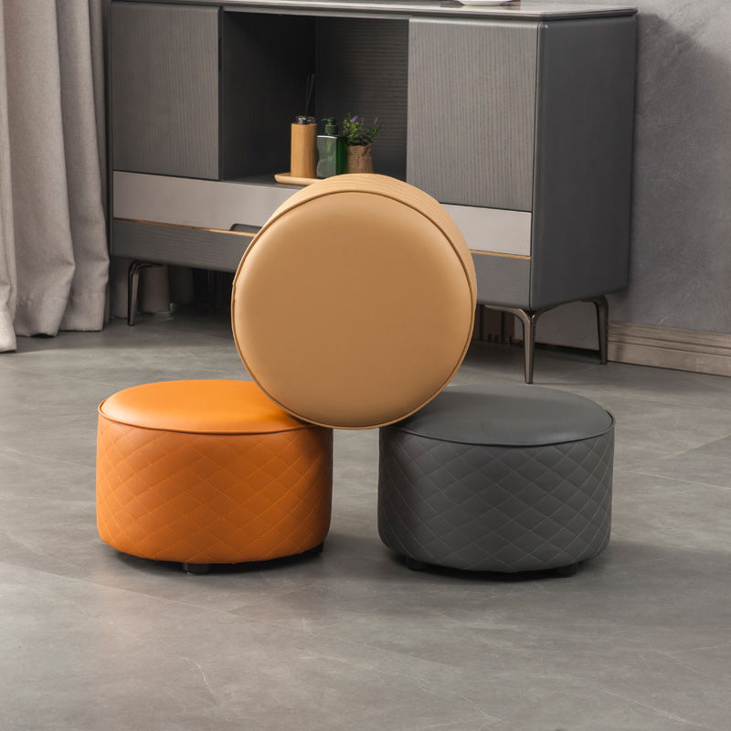 Modern Leather Pouf Water Resistant Round Pouf for Home Decor