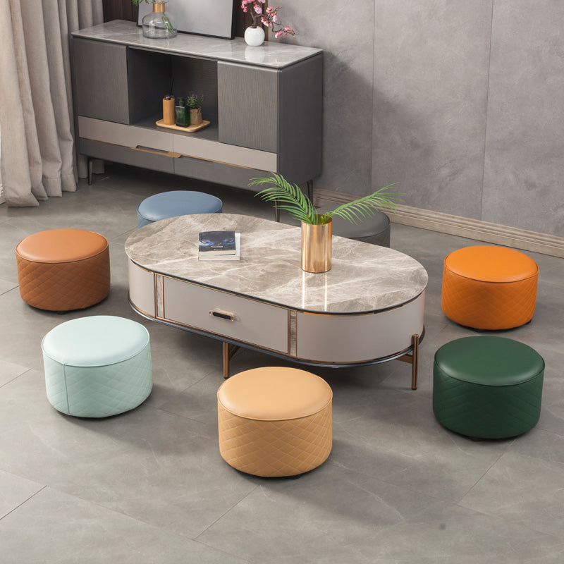 Modern Leather Pouf Water Resistant Round Pouf for Home Decor