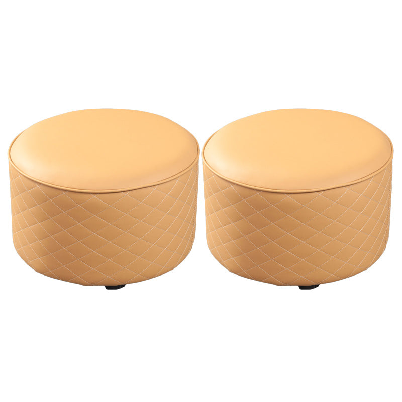 Modern Leather Pouf Water Resistant Round Pouf for Home Decor