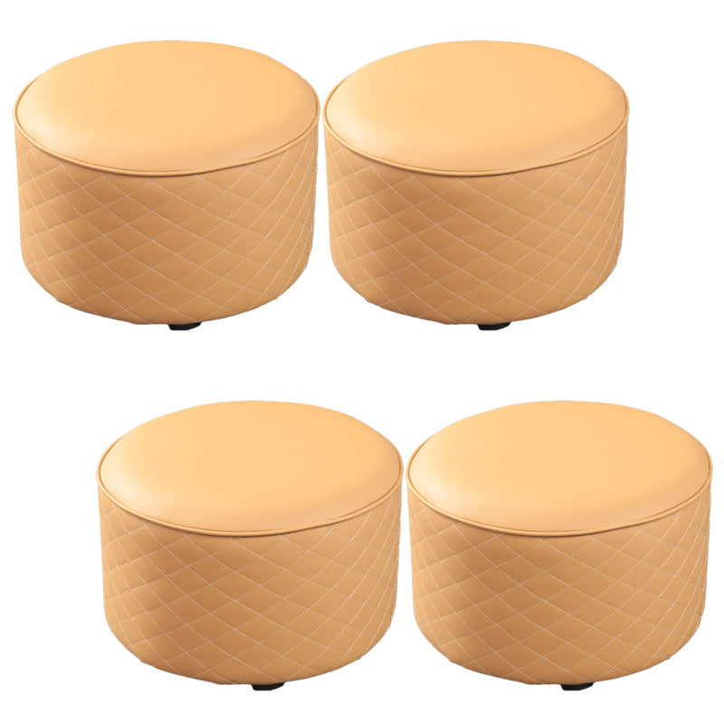 Modern Leather Pouf Water Resistant Round Pouf for Home Decor