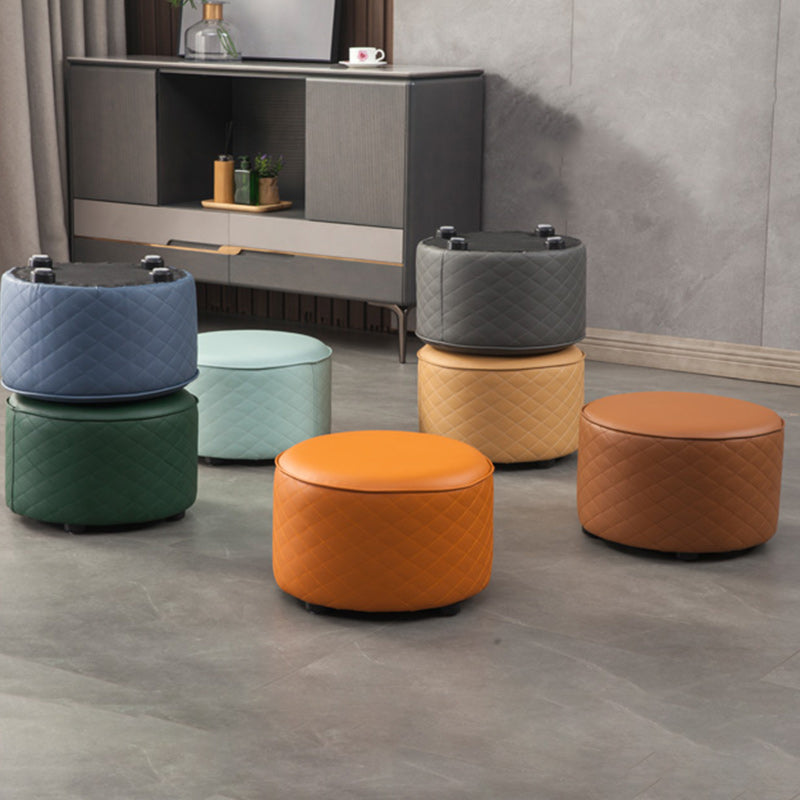 Modern Leather Pouf Water Resistant Round Pouf for Home Decor