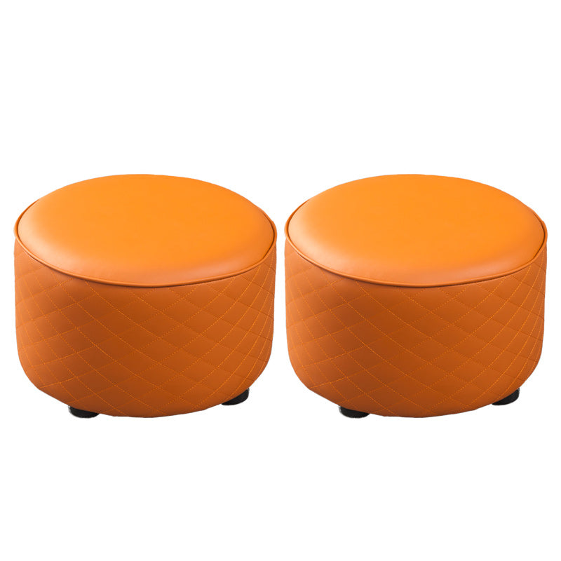 Modern Leather Pouf Water Resistant Round Pouf for Home Decor