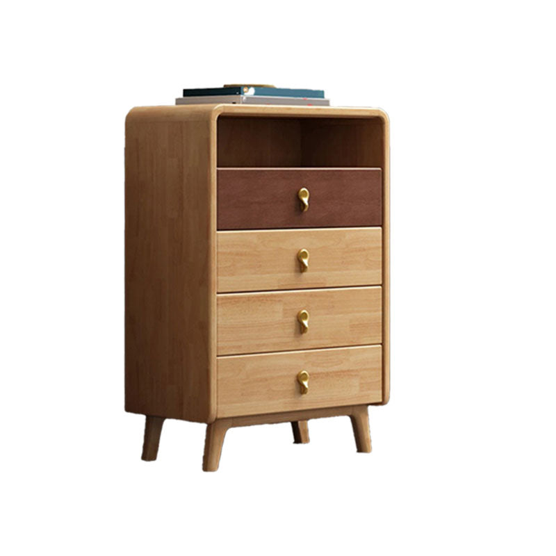 Glam Rubber Wood Storage Chest Bedroom Vertical Chest with Drawers