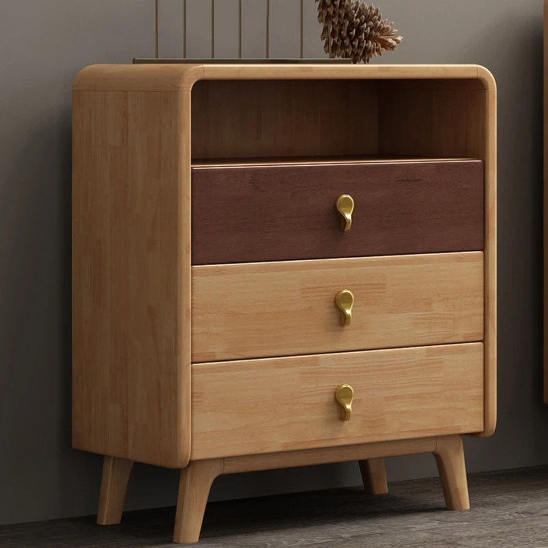 Glam Rubber Wood Storage Chest Bedroom Vertical Chest with Drawers