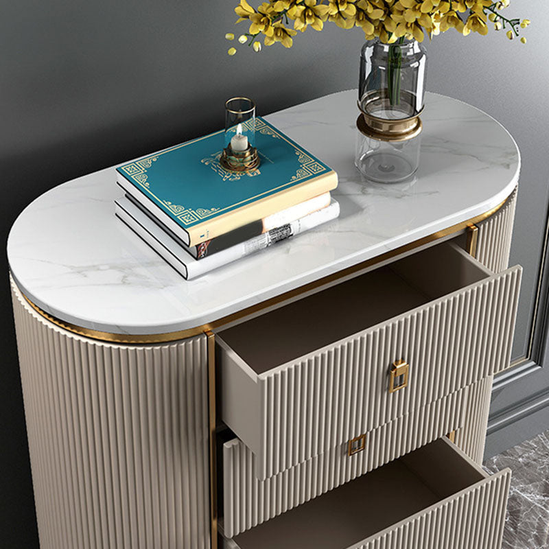Glam Chest Bedroom Stone Vertical Storage Chest with 3 Drawers