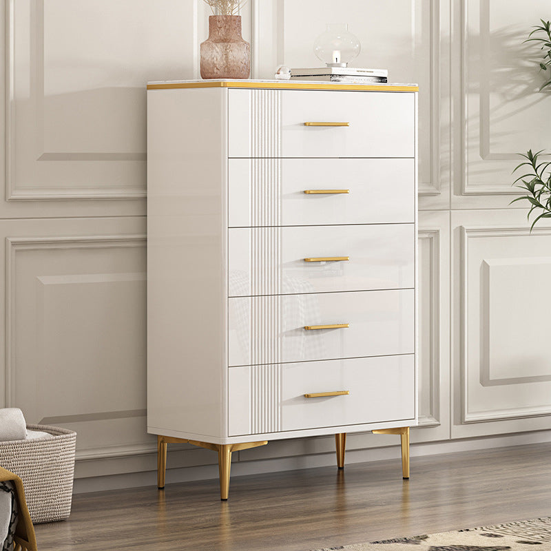 Glam Chest Bedroom Stone 16" Wide Storage Chest in White with Drawers