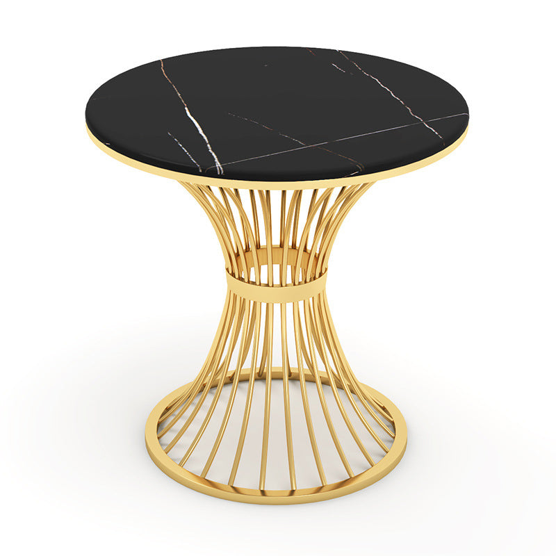 Black Stone Top Dinette Set with Metal Base 1/5 Pieces Modern Round Dining Table Set